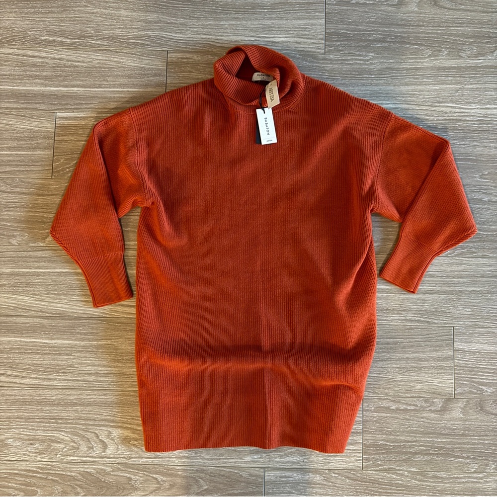 NWT Aritzia Maclean Merino Wool Dress Oversized Turtleneck Sweater sz Small Red - Picture 6 of 9